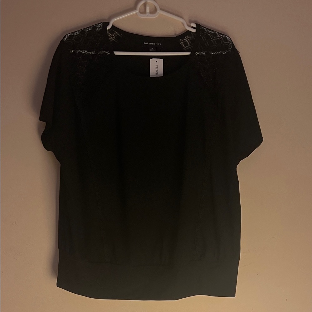 Elegant Black Blouse with Lace Details